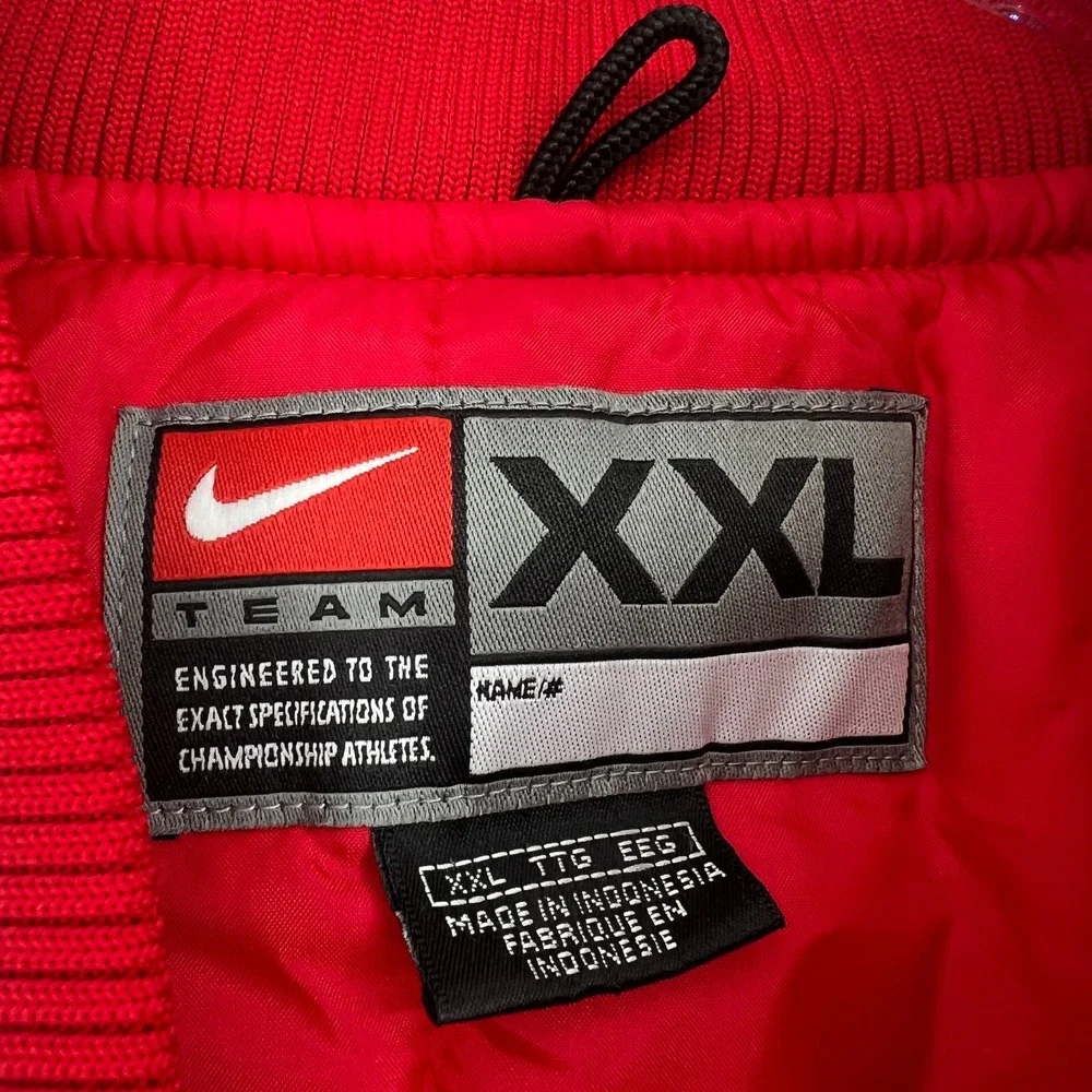 Vtg Nebraska CornHuskers Nike Bomber Jacket Mens XXL Red Satin College Football‎